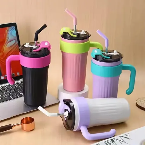 40oz Insulated Travel Mug with Handle & Straw - Product Image